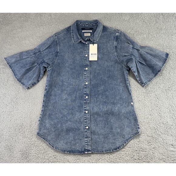 Scotch and Soda Amsterdams Blauw Matchy Matchy denim SS button down size Medium - Picture 1 of 15